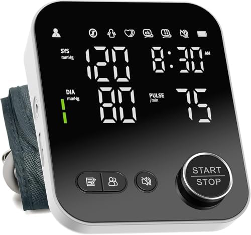 Blood Pressure Machine for Home Use, Adjustable 8.7"-16.5" Upper Arm Cuff Dual User Mode Voice Broadcast LED Backlit Display Monitor with Storage Bag