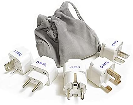 Ceptics Universal Travel Adapter kit, Dual USB (QC 3.0) + 2 US outlets + USB-C Cable, Use with Chargers, Cell Phones, Laptops, 6 Plug attachments for Worldwide use (Does Not Convert Voltage) (WPS-2B)