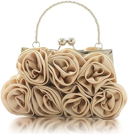 JAMBHALA Women Evening Clutch Bag Floral Satin Purses with Detachable Strap for Wedding, Party, Prom