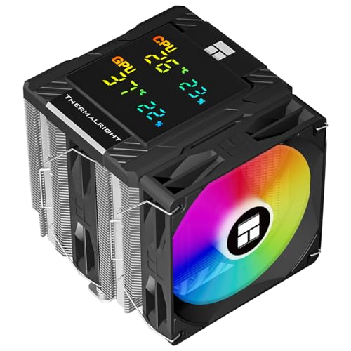 Thermalright Peerless Assassin 120 Digital ARGB Black CPU Air Cooler, Digital Screen Top Cover,6 Heatpipes Computer CPU Cooler, for AM4/AM5,Intel LGA1700/1851/1150/1151/1200,PC Cooler-Black ARGB