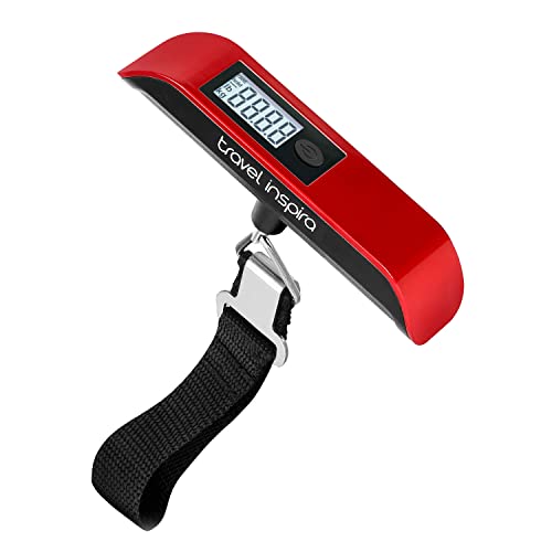 travel inspira Luggage Scale, Portable Digital Hanging Baggage Scale for Travel, Suitcase Weight Scale with Rubber Paint, 110 Pounds, Battery Included - Blue