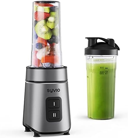 Smoothie Blender Syvio 600W,Juice and Shakes,Personal Blender with 2 Speed Control, Mini Blender with 2 BPA-Free 20 Oz Portable Blender Cups,Nutritious Recipe,Personal Blenders for Smoothies Shake