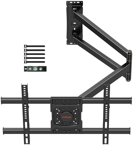 Corner TV Mount,Long Arm TV Wall Mount with 33inch Extension,Full Motion TV Wall Mount Swivel and Tilt Heavy Duty,90 Degree TV Mount,Fit 32-70''TV, Single Stud,Load 88lbs,Max VESA 600x400mm by WHYFONE