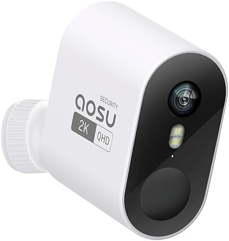 AOSU Security Cameras Outdoor Wireless, 4-Cam-Kit, 166° Ultra-Wide-Angle, Battery Powered, No Subscription, Home Security Cameras System with 2K Color Night Vision, Spotlight, Easy Setup, Motion Alert
