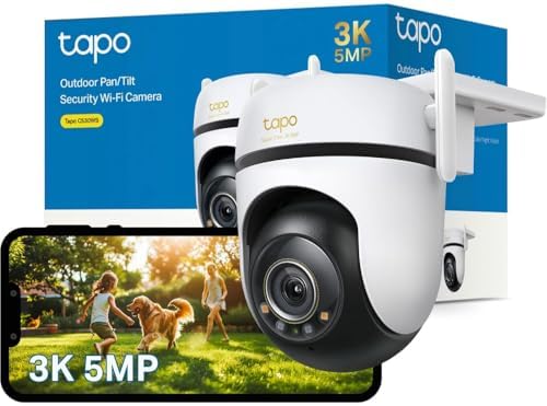 TP-Link Tapo 2K QHD Pan/Tilt Outdoor Wired Security Wi-Fi Camera, 360° Visual Coverage, Starlight Full-Color Night Vision Up to 98ft, Person/Pet/Venicle Detection,Physical Privacy Mode(Tapo C520WS)
