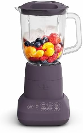 Bella 10-Speed Countertop Blender, Juicer and Smoothies, Fits Anywhere™, Slim Design with Lid and Lid for Dishwasher Stainless Steel Carafe, 450W, Surf