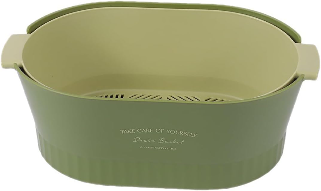 Kitchen Washbas Food Strainer Drain Basket Rotating Drainer Double-Layer Basin Vegetable Fruit Washing Strainer