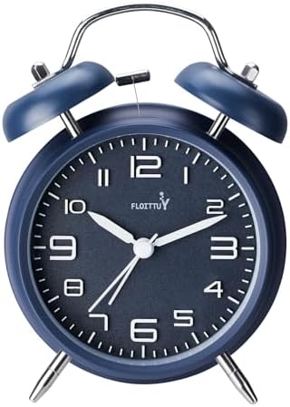 FLOITTUY (Loud Alarm for Deep Sleepers) 4'' Twin Bell Alarm Clock with Backlight for Bedroom and Home Decoration(Black)