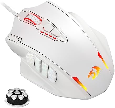 Redragon M913 Impact Elite Wireless Gaming Mouse, 16,000 DPI Wired/Wireless RGB Mouse with 16 Programmable Buttons, 45 Hr Battery and Pro Optical Sensor, 12 Side Buttons MMO Mouse