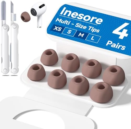 4 Pairs Replacement Ear Tips for AirPods Pro 2nd/1st Generation with Portable Storage Box & Cleaner Pen,Noise Reduction Holewith & Built-in dust Guard Screen,Silicone Ear Tips for AirPods Pro (White)