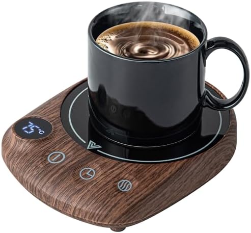 MYMULIKE Mug Warmer, Coffee Mug Warmer for Desk with 4 Temperature Settings (55℃/65℃/75℃/85℃), Coffee Warmer with Auto Shut Off, 1-12 Hour Timer, Desk Accessories for Office/Home