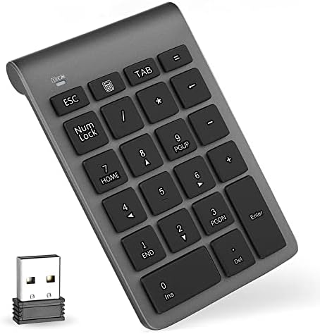 Wireless Number Pad, Portable 2.4Ghz USB 10 Keys Financial Accounting Numeric Keypad Data Entry Numpad for Laptop, PC, Desktop