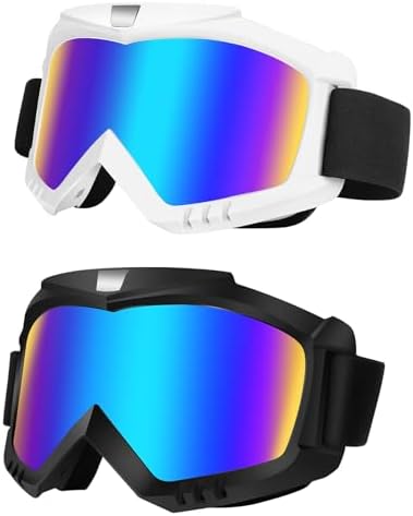 Lievermo Dirt Bike Goggles, Motorcycle Goggles 2 Pack ATV Goggles Riding Goggles Ski Goggles Windproof Glasses Racing Goggles