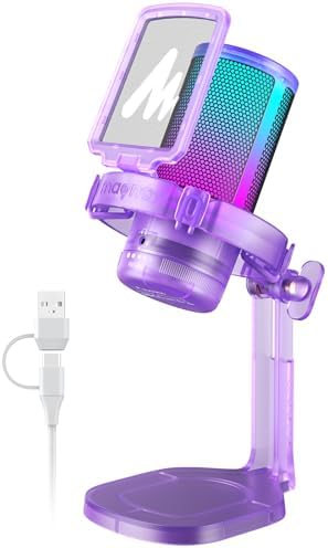 MAONO Gaming USB Microphone, Noise Cancellation Condenser mic with Mute, Gain, Monitoring, Boom Arm for Streaming, Podcast, Vocal, Twitch, YouTube, Discord, PC, Computer, PS4, PS5, Mac, DGM20S