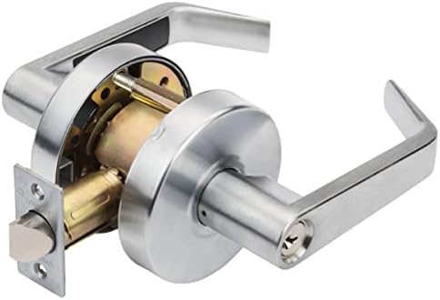 Dynasty Hardware AUG-00-26D Grade 2 Commercial Duty Office Door Keyed Lever Lockset, ADA, Satin Chrome Finish