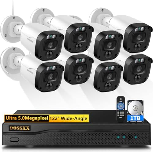 (Full HD 5MP Definition) Outdoor Wired Security Camera System Surveillance Cameras CCTV Camera for Home Security System DVR Systems