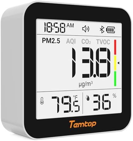 Temtop Air Quality Monitor Indoor with PM2.5, AQI, tVOC, CO2 Monitor, Temperature & Humidity Monitoring,Connectivity with App(M10 Plus)