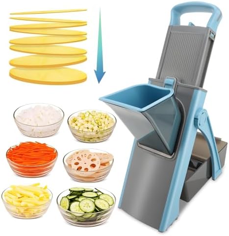 MEKOTRIN Vegetable Chopper Mandoline Slicer for Kitchen, Vegetable Food Slice Potato Slicer Chopper, Veggie Chopper with Container, Adjustable Thickness Julienne + Dicer, Kitchen Tools Gadgets, Green