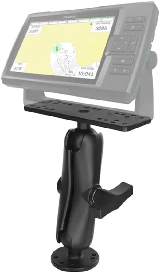 Strg Kayak Fish Finder Mount with 1.5" C Size Ball Rectangular Plate and Round Base, 3.75" Medium Arm Fish Finder Mount Boat Marine Electronic Mounts for Garmin, Lowrance and More Fish Finders