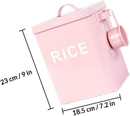Pink Iron PET Food Barrel with Lid, Airtight Storage Container