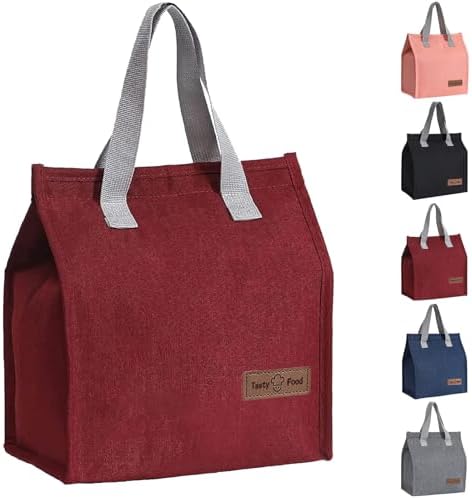Lunch Bags for Women Men, Reusable Insulated Leakproof Lunch Box Bag for Adult Kids, Small Cooler Bag for Work School Picnic Travel (Black)