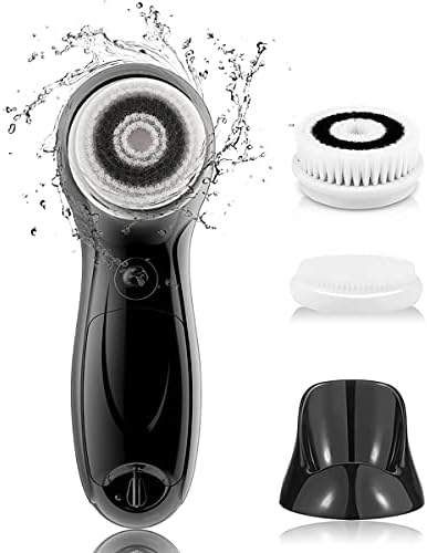 TOUCHBeauty Facial Cleansing Brush Electric, Face Cleansing Brush with Stand, 3 Brush Heads, 2 Speeds, IPX5 Waterproof, Battery-Powered, Suitable for All Skin Types, AG-0759D, White
