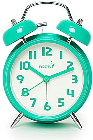 FLOITTUY (Loud Alarm for Deep Sleepers) 4'' Twin Bell Alarm Clock with Backlight for Bedroom and Home Decoration(Black)