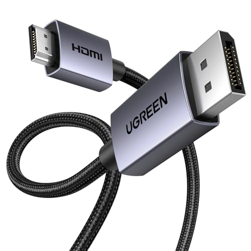 UGREEN 4K DisplayPort to HDMI Cable 1080P@120Hz, DP 1.2 Cord Alu Braided Unidirectional Compatible with Monitor, Desktop, HDTV, Laptop, AMD, NVIDIA, 6FT