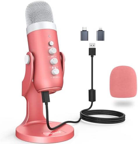 ZealSound USB Microphone,Condenser Phone Computer PC Mic kit,Plug&Play Gaming Microphones for PS 4&5.Mic Gain&Volume Control,Echo &Mute Button for Vocal,Record,Streaming,Discord YouTube Podcast on Mac