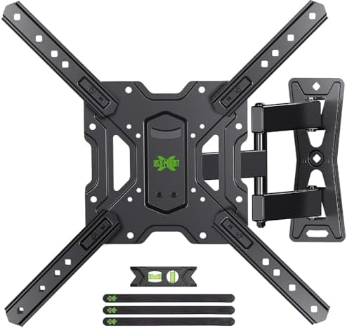 USX MOUNT Full Motion TV Wall Mount for 26-55 Inch TVs up to 77 Lbs, Articulating TV Mount with Perfect Center Design, Single Stud Wall Mount TV Bracket, Max VESA 400x400mm