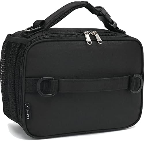 FlowFly Kids Lunch Box Insulated Soft Bag Mini Cooler Back to School Thermal Meal Tote Kit for Girls, Boys, Black