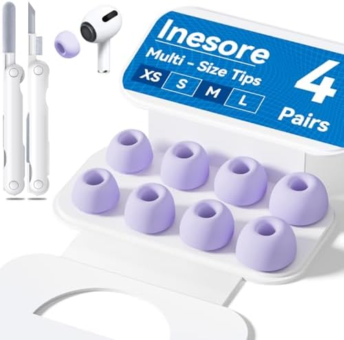 4 Pairs Replacement Ear Tips for AirPods Pro 2nd/1st Generation with Portable Storage Box & Cleaner Pen,Noise Reduction Holewith & Built-in dust Guard Screen,Silicone Ear Tips for AirPods Pro (White)