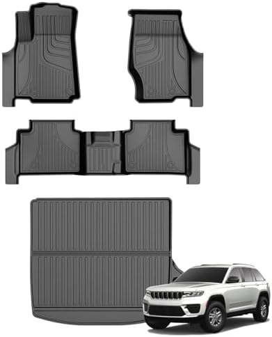 AOMSAZTO Floor Mats & Trunk Mat for 2024 2025 Chevy Equinox EV (Non Fuel),TPE All Weather Protection 2 Rows Car Floor Liners with Cargo Liner for Chevrolet Equinox EV (Non Fuel)