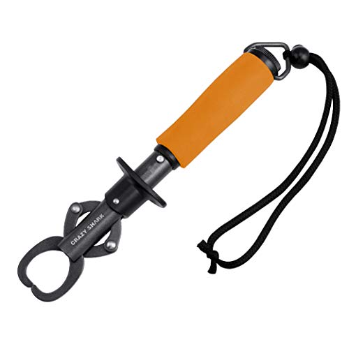 Crazy Shark Portable Stainless Steel Fish Lip Grabber Gripper Grip Tool Fish Holder Tackle EVA Handle 40lbs (Dark Gray)