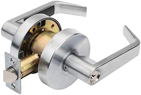 Dynasty Hardware AUG-00-26D Grade 2 Commercial Duty Office Door Keyed Lever Lockset, ADA, Satin Chrome Finish