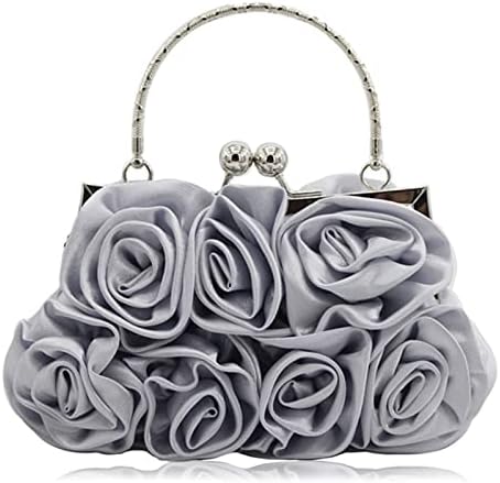 JAMBHALA Women Evening Clutch Bag Floral Satin Purses with Detachable Strap for Wedding, Party, Prom