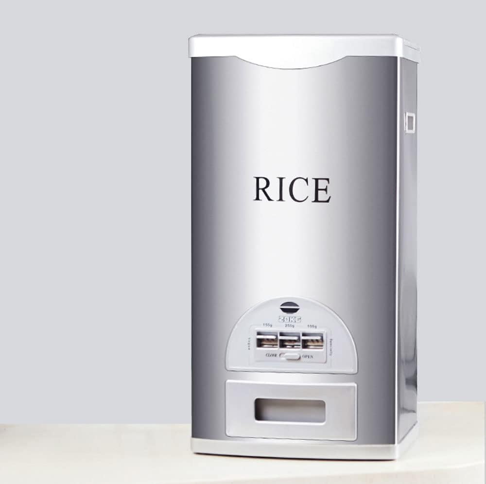 Rice Tank Rice Storage Rice Storage Container Stainless Steel 25/33/45/55/66LB Sealed Grain Rice Cabinet Rice Storage Bucket (Black 20kg)