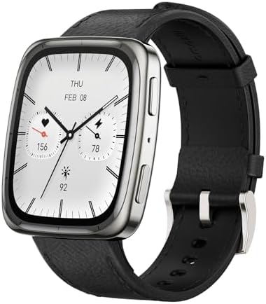 Amazfit Active 2 Smart Watch 1.75" AMOLED Display, Offline Maps with GPS, 10 Day Battery, 160+ Sport Modes, Water Resistant, Heart Rate & Sleep Fitness Tracker for Android & iPhone, Black Leather