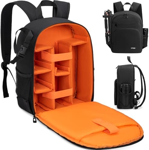 IPEB Camera Backpack Bag with Tripod Holder Water Resistant Camera Cases Photography Backpack Anti-Theft for DSLR Camera