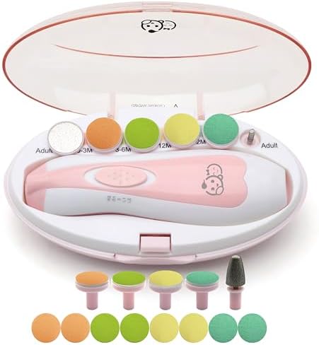 Royal Angels Rechargeable Baby Nail Clippers 20 in 1, Safe Electric Nail Trimmer, Baby Nail Kit, Additional Replacements, Newborn Toddler Toes and Fingernails, Trim and Polish (Rechargeable, Snow)