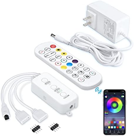 Purilite Select 2-Port RGB LED Strip Light Controller – Bluetooth App Control, Music Sync, Power Adapter Included