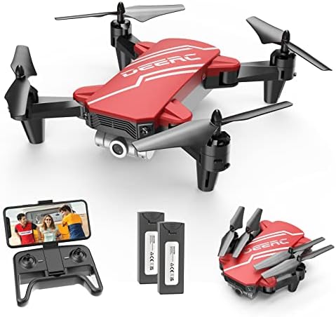DEERC D20 Mini Drone Foldable for Kids with 720P HD FPV Camera Remote Control Toys Gifts for Boys Girls with Tap Fly,Auto Hover,Voice/Gesture Control,Speed Adjustment,2 Batteries,3D Flip