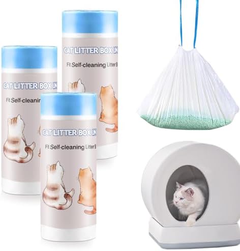 Joddguu 100 Count Self-Cleaning Cat Litter Box Liners Compatible With MW-SC01/MW-SC02/MW-LR01 Automatic Cat Litter Box, Drawstring Heavy Duty Kitty Litter Bags Replacement Trash Bag -18" x 12.6"