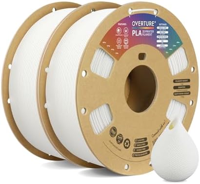 OVERTURE PLA Filament 1.75mm PLA 3D Printer Filament, 1kg Cardboard Spool (2.2lbs), Dimensional Accuracy +/- 0.02mm, Fit Most FDM Printer (Black 1-Pack)