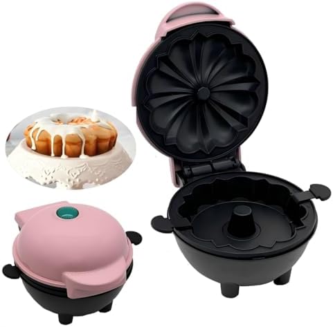 Mini Maker Waffle Maker 5“ Non-Stick Waffler Iron Stuffler Stuffed Wafflera Adjustable Browning Control, Heart, Azure