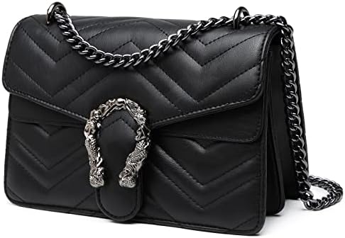MYHOZEE Crossbody Bags for Women - Snake Printed Clutch Purses Leather Chain Shoulder Bags Evening Handbags