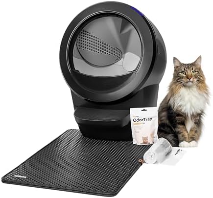 Litter-Robot 4 Beginner Bundle by Whisker, Black - Automatic, Self-Cleaning Litter Box, Includes Litter-Robot, Fence, Mat, 2 OdorTrap Pack Refills, 25 Waste Drawer Liners & 1 Year of WhiskerCare