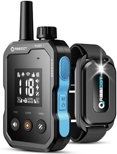 ABBIDOT Shock Collar - 4500ft Range Dog Training Collar, Super Mode, E-Clicker, Night Light, Safety Lock, Waterproof & Rechargeable E Collar for Small to Large Dogs (10-130 lbs)