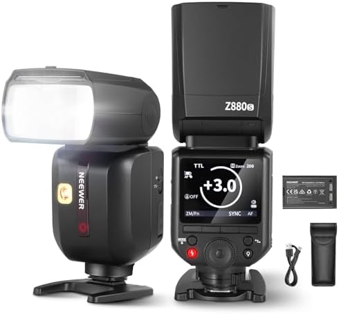 NEEWER Z880-C 2.4G 76Ws TTL Camera Flash Speedlite Compatible with Canon, Upgraded UI, Adjustable Modeling Lamp, TTL/M Quick Switch TCM Key, 1/8000s HSS 7.2V/3000mAh Battery 600 Full Power Flash