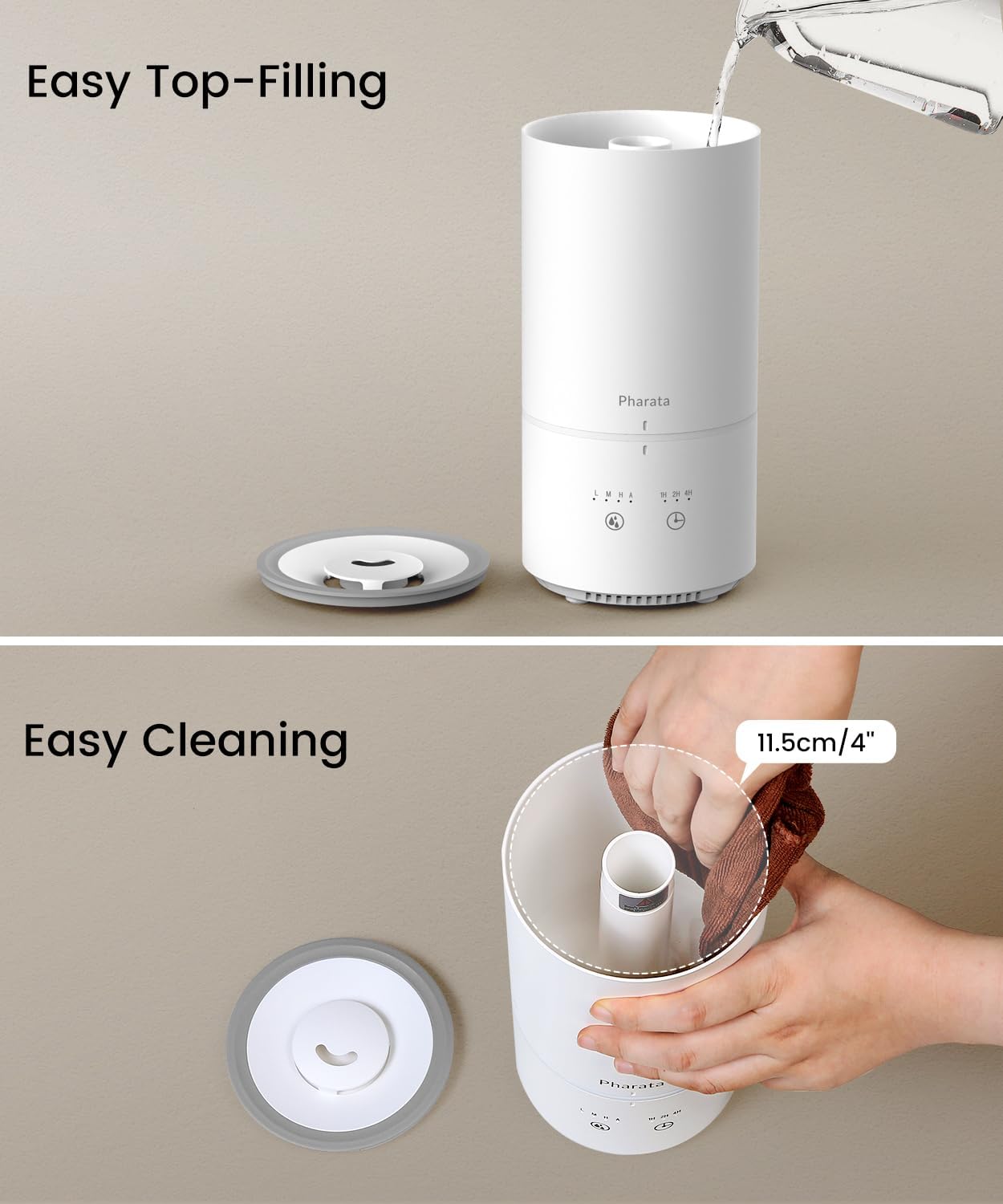 Humidifiers for Bedroom, 1000ML Small Humidifier for Baby & Plants, Portable Top Fill Humidifier Diffuser, with Touch Control, Auto Shut-off, White